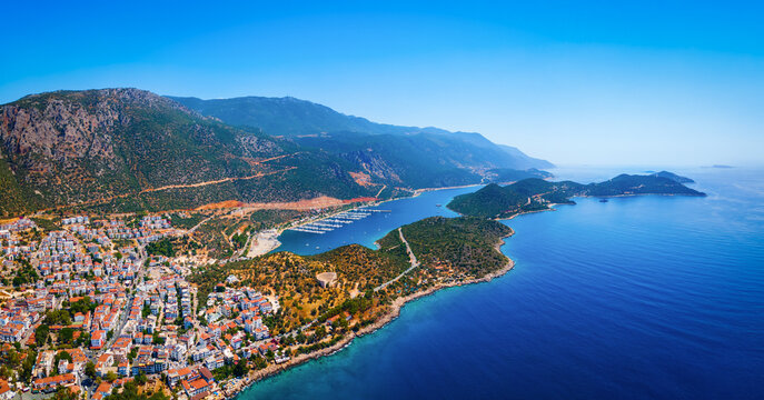 Kas city aerial panoramic view in Turkey