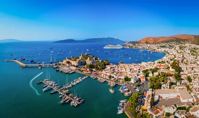 Bodrum beach and marina aerial panoramic view in Turkey © saiko3p