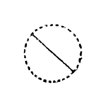 Diameter line across a dashed circle, vintage hand-drawn geometric figure, black and white old vintage illustration, 1897.