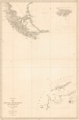 Antique map of Cape Horn and Patagonia coastline. Argentina Chile © h368k742