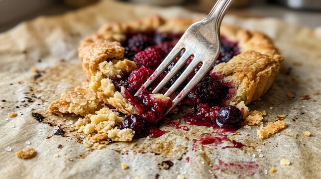 Smashed Berry Fruit Tart with Shattered Crust and Oozing Jam