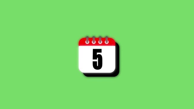  Modern calendar icon animation showing date number 05 on Clean and minimal design concept suitable for interface design, schedule reminder, date Green and red 3d calendar icon showing smoothly 