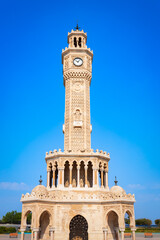 Fototapeta premium Izmir Clock Tower at Konak square in Izmir city, Turkey