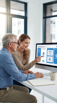 Older employee adapting to automation with support