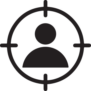 Marketing targeting a user or sniper sniping flat vector icon for apps and websites