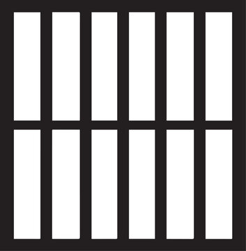 A simple, stark graphic depicting a grid of twelve white rectangular cells arranged in two rows of six against a solid black background.