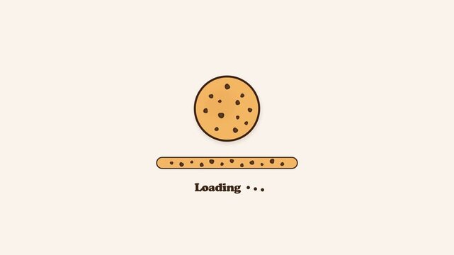 Chocolate Chip Cookie Loading Animation Loop with Progress Bar, Cute Bakery Motion Graphic in 4K