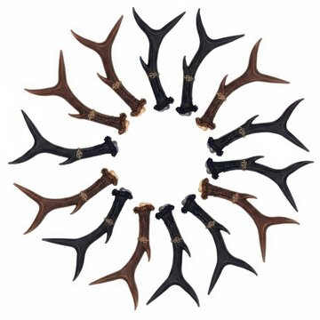Black shark teeth arranged in a circular pattern