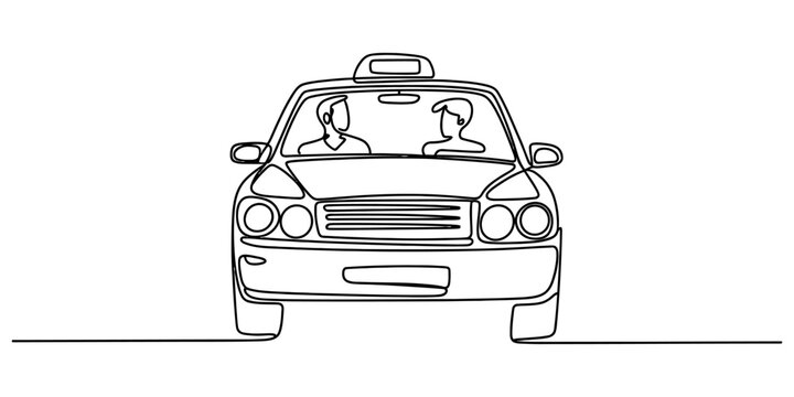 Front view illustration of compact hatchback car parked on white background minimalist style