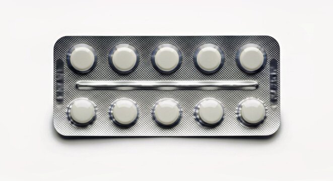 Blister Pack of White Tablets With Blue Rim