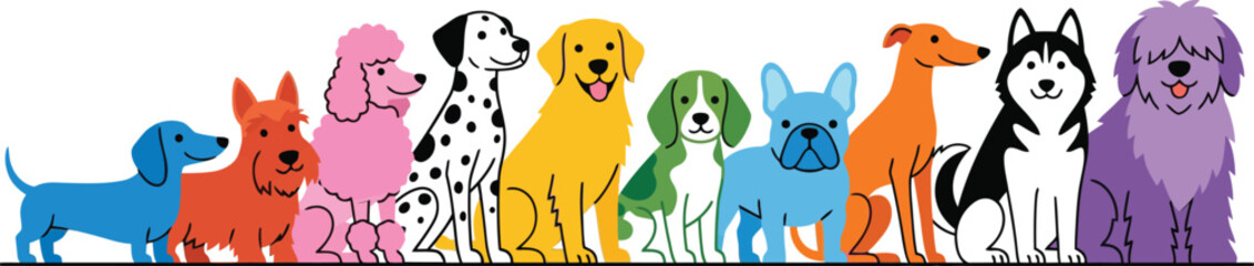 Set of cute colorful cartoon dogs © RubinaIslam