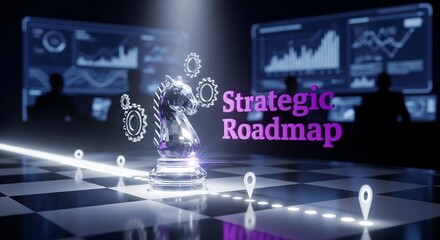 Fototapeta premium Business Strategy Planning in Modern Office with Digital Data Visualization