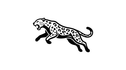 Fototapeta premium Black and White Leopard Illustration in Mid Stride.