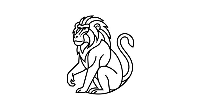 Majestic lion illustration with detailed mane and tail design.