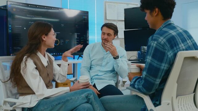Diverse creative team of programmer or Software engineer collaborating develop Ai agentic project.Concept of transformation,Coding team,ai agentic workflows,develop Ai Assistant,business brainstorming
