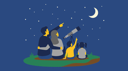 Family looking at stars on a clear night © Bima