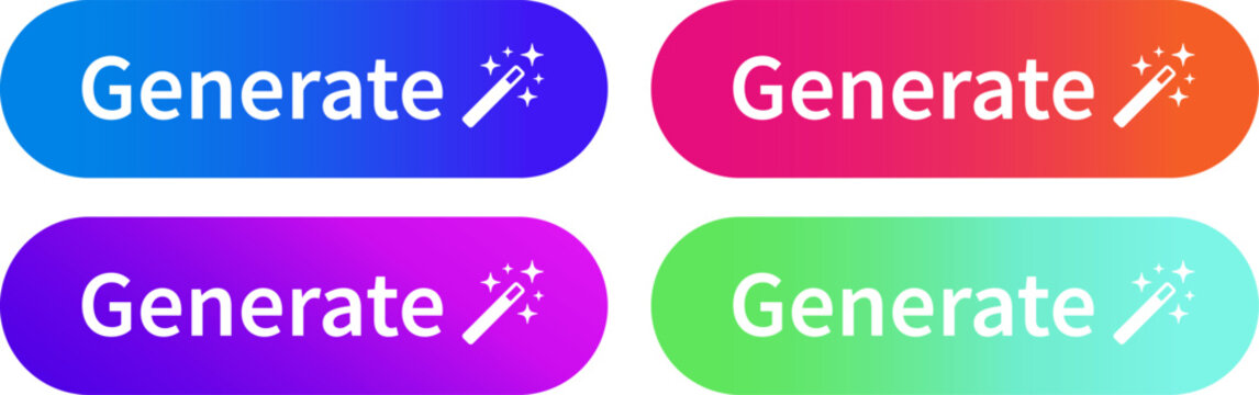 Colorful Generate Button Set with Gradient UI Design for Web and Mobile Apps