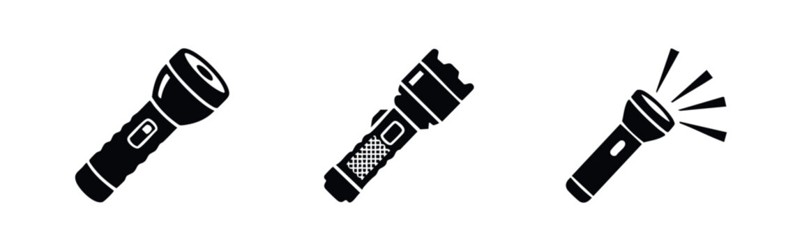 Flashlight, textured flashlight, shining flashlight icons