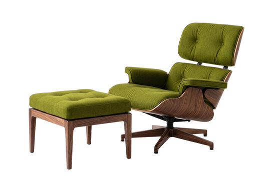 Modern olive green lounge chair with ottoman