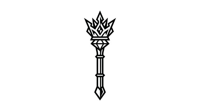 Detailed Ornamental Torch with Intricate Flame Design Illustration.