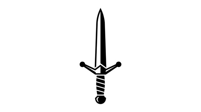 Medieval dagger black and white detailed illustration design.