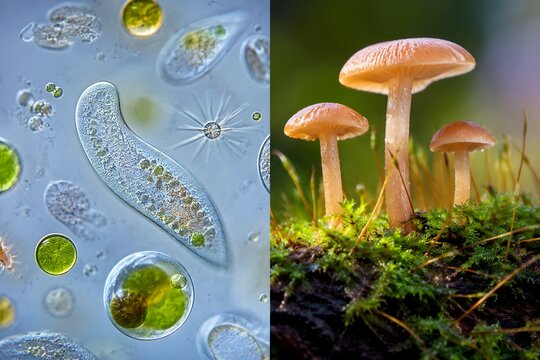 Microscopic Organisms Comparison Between Unicellular and Multicellular Structures