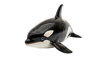 Wild killer whale or orca jumping high out of the water with sleek body for marine nature on transparent background © Galina