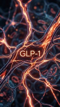 Glp medical concept hormone nerve cell neural network biology science healthcare research glowing neuron network metabolism hormone signal anatomical nerve cell pathways abstract neural energy glow