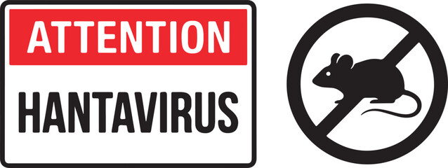 Fototapeta premium Attention hantavirus vector illustration isolated on transparent background, no rats sign, stop mice and pest control symbol.
