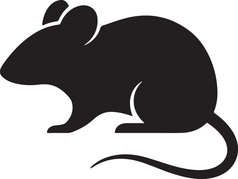 Detailed mouse silhouette vector graphic for scientific study and lab animal testing illustration isolated on gray checkerboard texture.