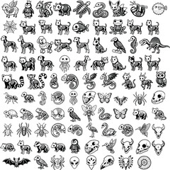 Obraz premium UntitAnimal skeletons icons mega bundle spooky gothic bone anatomy vector illustrations for halloween craftled-1