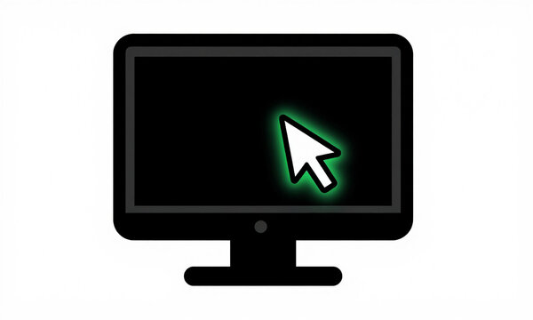 dark computer monitor soft blue backlighting reveals glowing green cursor blinking rapidly black screen
