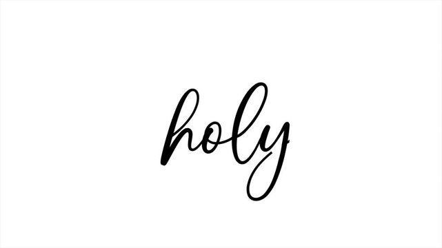Animated handwriting script calligraphy of the phrase Oh Holy Night on a clean white background.
