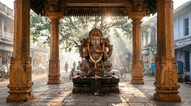 ganesh chaturthi concept beautiful statue of lord ganesha