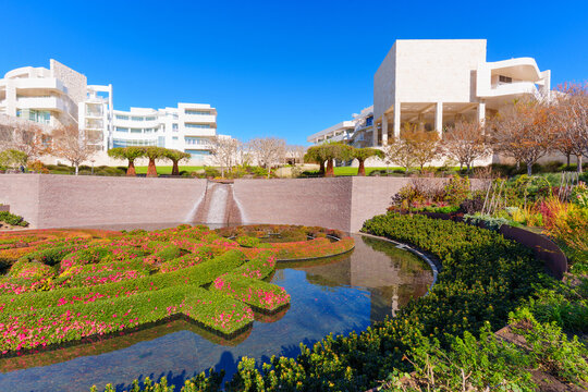 Los Angeles, California - January 8, 2026: Central Garden and Architecture of the Getty Center