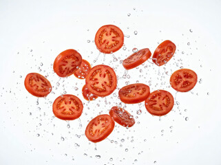 Fototapeta premium Fresh Sliced Red Tomato Pieces.