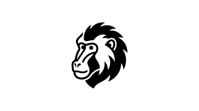 Black and White Gorilla Head Logo Design Illustration.