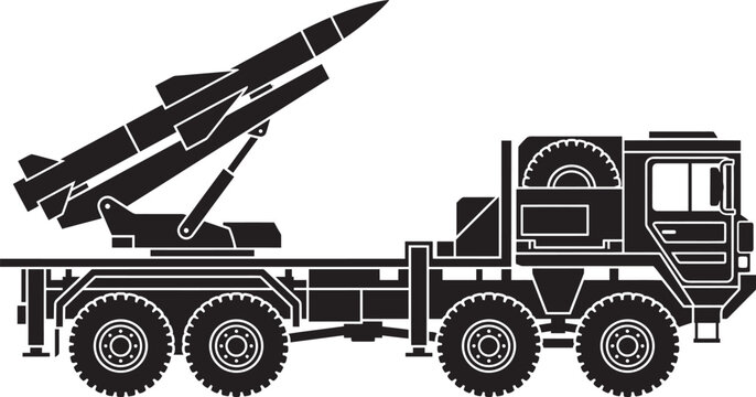 Missile defense military transport truck vector