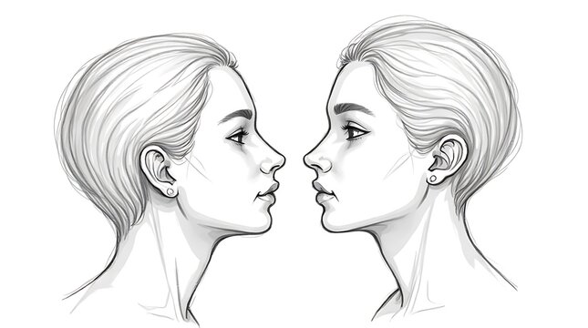 Two Side Profile Women Facing Each Other