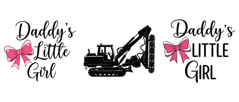 Daddys little girl with construction trencher excavator vector design avocado t shirt