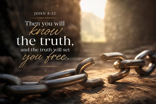 Truth and Freedom: John 8:32, Knowing Truth Sets You Free, High-Quality Inspirational Biblical Poster