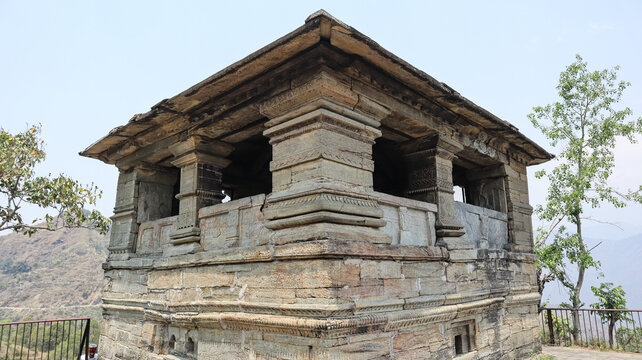 Ancient Temple Mandapa Near Dewalgarh Group of Temples, Pauri Garhwal, Uttarakhand, India.