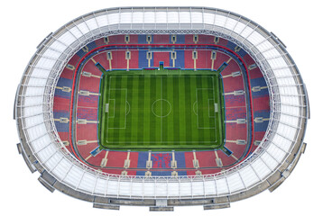Aerial top down view of a large empty soccer stadium © Kate
