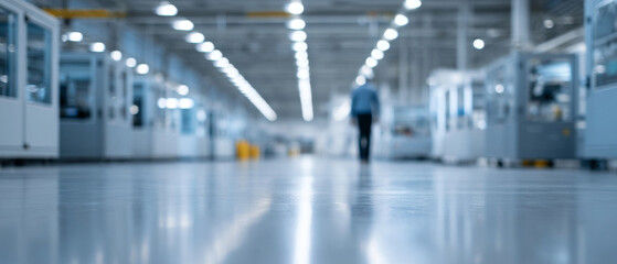 Fototapeta premium Modern industrial factory interior with worker