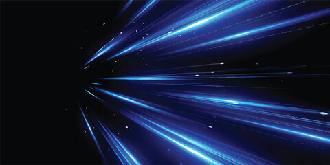 abstract blue space background with glowing stars, bright light rays and shining energy glow design © Midul