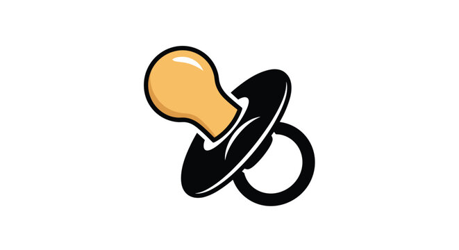 Simple baby pacifier or dummy with a blue base and peach colored nipple shown clearly on a plain white background.