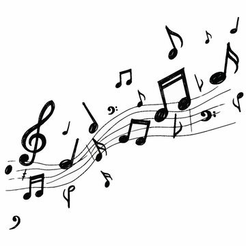 Black music notes on white background.