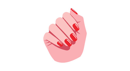 Obraz premium Illustration of a womans hand with glossy red nails against a white background, showcasing vibrant and stylish manicure