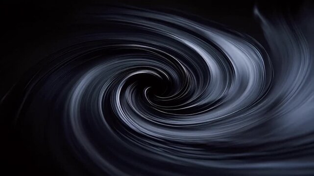 Abstract black fluid twist with glossy texture on dark background