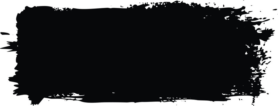 A rugged black ink rectangle with uneven edges showcasing a distressed hand painted style